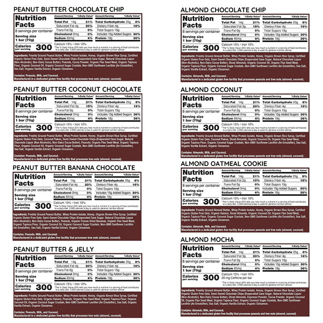 G2G Protein Bar, 8 Flavor Variety Pack, High Protein, Gluten-Free, Healthy Snack, Delicious Meal Replacement, Clean Ingredients, Refrigerated for Freshness, (Pack of 8)