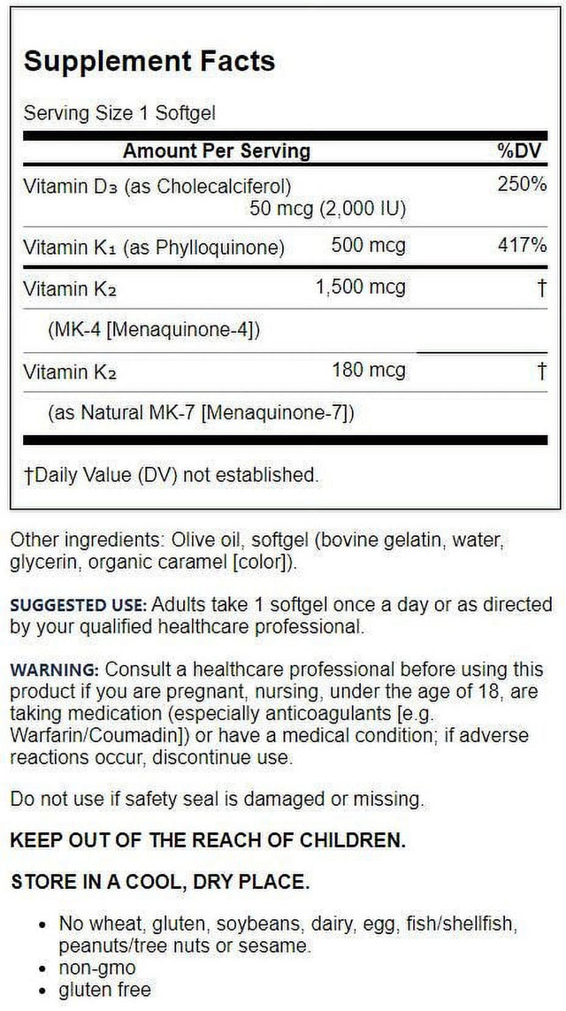 Jarrow Formulas, Inc. K-Right Vitamin K Complex 60 Sgels