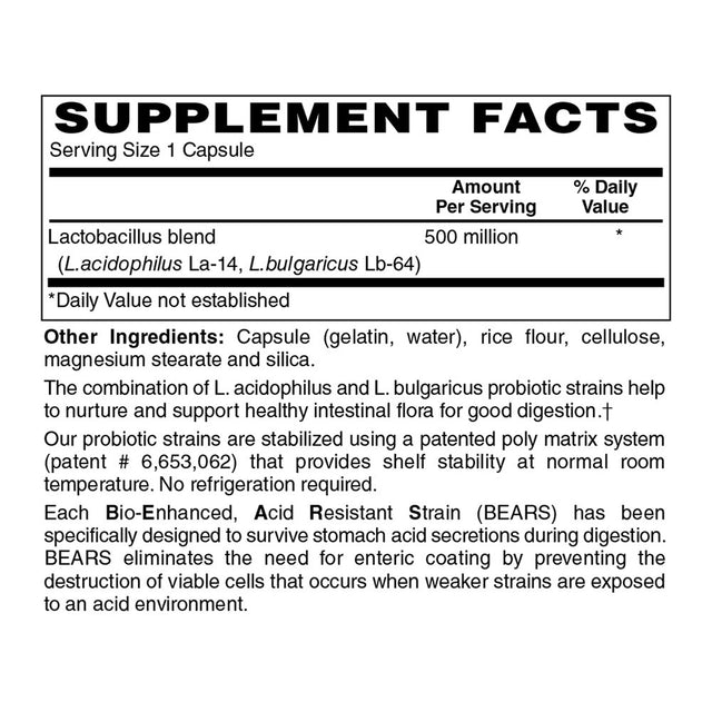 Holly Hill Health Foods, Acidophilus for Vaginal Inflammation and Digestive Disorders, Shelf Stable, 250 Capsules