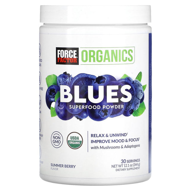 Force Factor Organics, Blues Superfood Powder, Summer Berry, 12.1 Oz (344 G)