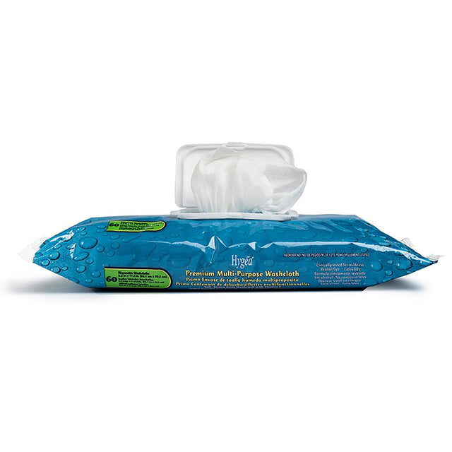 Hygea Personal Wipes for Adults, Disposable Washcloths, 60 Count, 1 Pack