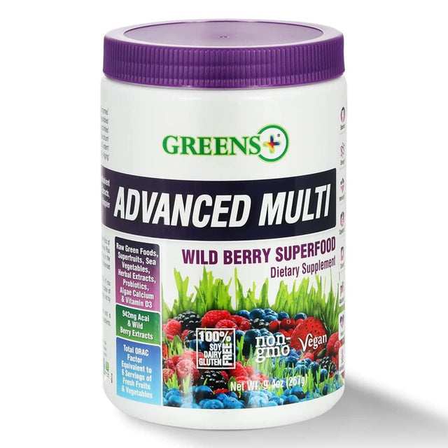 Greens plus Advanced Multi Wild Berry Superfood Powder, Fruits and Veggies Supplement, 30 Servings