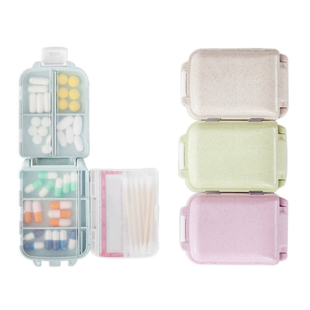 3 Layer Portable Travel Organizer Pill Box Health Medicine Drug Case-10 Pieces