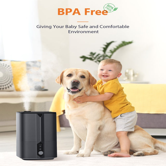 Kyvol Humidifier, 4.5L Cool Mist Large 360° Ultrasonic Humidifiers for Large Room, Bedroom, Basement, Auto Off, for Plants, Quiet for Babies, Kids (Grey)