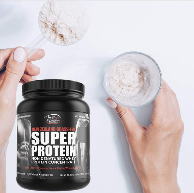 Fortifeye Super Protein New Zealand Grass Fed Whey Protein, Non Denatured, Vanilla, 1 Pack