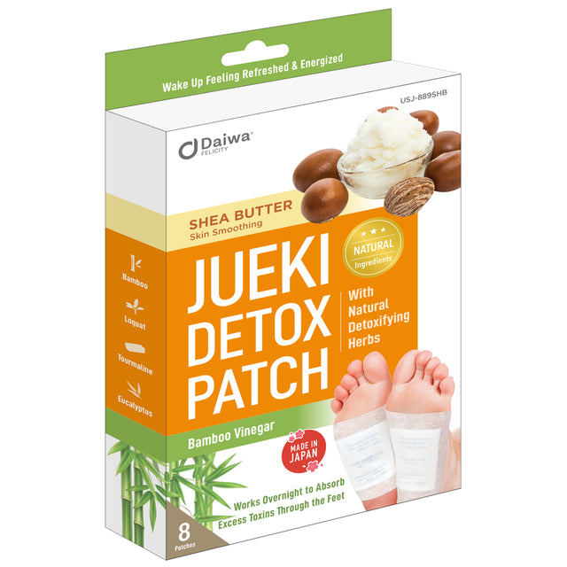 Jueki Detox Foot Pad - Shea Butter with Bamboo Vinegar Detox Patch (8 Pads/4 Pairs)