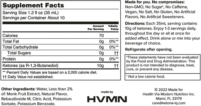 H.V.M.N. Ketone IQ | Get Your Fuel from Ketones | Sugar Free, Caffeine Free | Clean Energy, Focus and Flow |Drinkable Ketones to Rapidly Elevate Ketone Levels | Keto Diet NOT Required (12 Ct. 12 Oz.)
