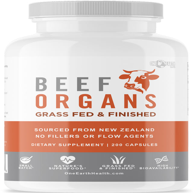 Grass Fed Beef Organs – (200 Count) Liver, Heart, Kidney, Pancreas, Spleen Supplement. Organ Meat Complex Sourced from New Zealand