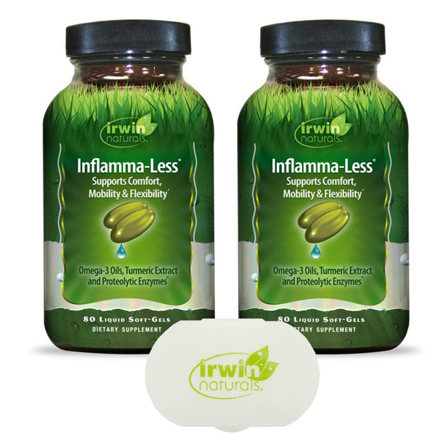 Irwin Naturals Inflammatory Response Inflamma-Less - 80 Ct (2 Pack) + Pill Case