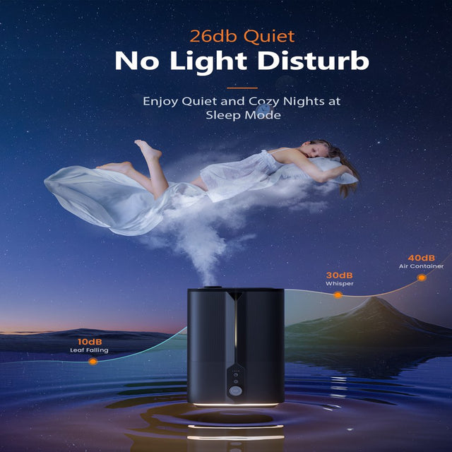 Kyvol Humidifier, 4.5L Cool Mist Large 360° Ultrasonic Humidifiers for Large Room, Bedroom, Basement, Auto Off, for Plants, Quiet for Babies, Kids (Grey)