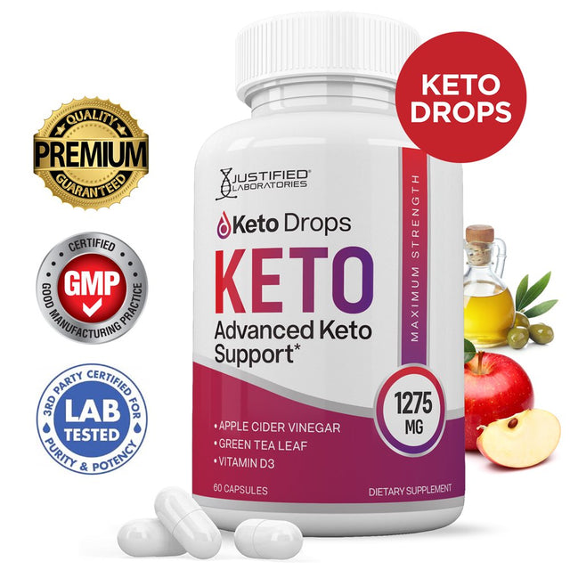 Keto Drops Keto ACV Pills 1275Mg Alternative to Gummies Dietary Supplement 60 Capsules