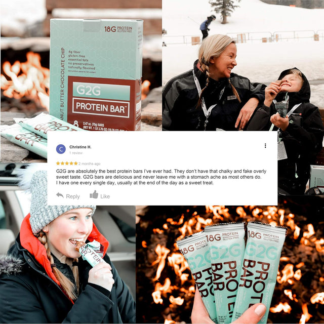 G2G Protein Bar, PB Lovers 4-Pack, 1 Box Each PB Choc Chip, PB Coconut, PB Banana, PB & J, Healthy Snack, Delicious Meal Replacement, Gluten-Free, Refrigerated for Freshness, 32 Count (4 Packs of 8)