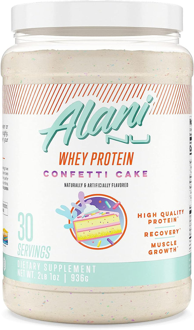 Alani Nu Whey Protein Powder Confetti Cake | 23G Protein with Low Sugar & Digestive Enzymes | Meal Replacement Powder | Low Fat Low Carb Whey Isolate Protein Blend | Low Sugar |30 Servings