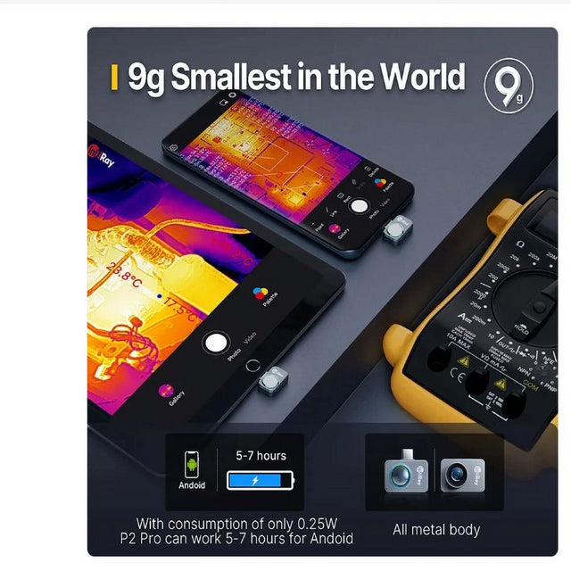 P2 Pro Infiray Xinfrared Thermal IR Camera Imager Night Vision Infrared Imaging for Type C Phones with Handle Holder for Iphone Ios