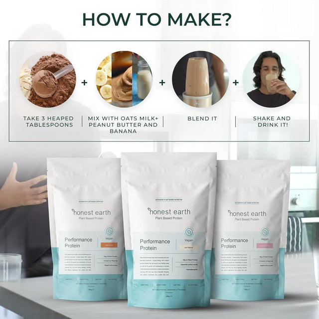 Honest Earth | Plant Based Pea Protein Powder - 100% Natural & Unflavored | 34G Protein per Serving - Just Natural (Vegan, Dairy Free, Keto Friendly, No Gums, No Sugar, Smooth Texture)