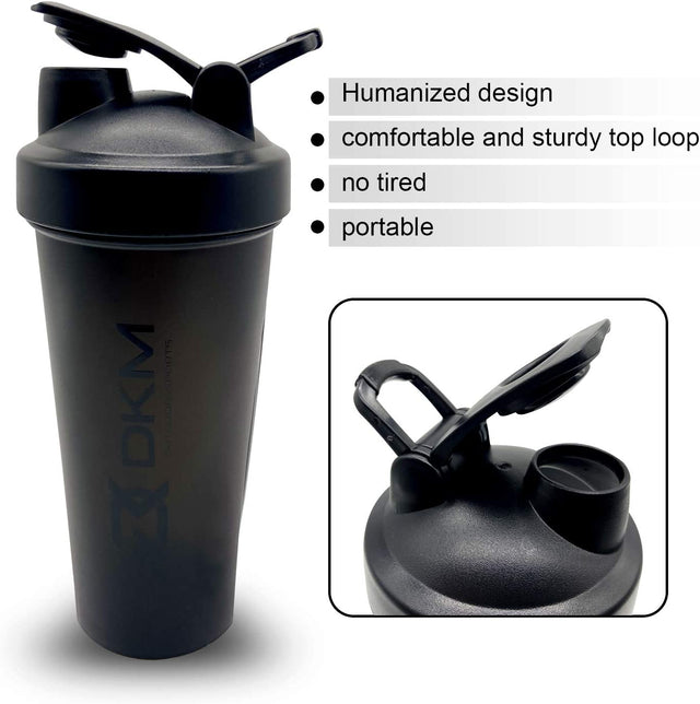 Shaker Bottle with Shaker Balls Leak Proof Drink Shaker Bottle Ideal for Workout Supplements,Protein Powder, BPA Free, Nutrition, Portable Fitness Bottle for Fitness Enthusiasts Athletes(600Ml,20-Oz.)