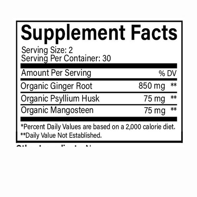 Ileaf Naturals Ginger Root with Mangosteen & Psyllium Husk - 60 Veggie Capsules