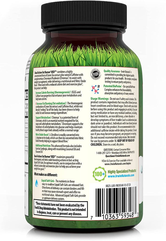 Irwin Naturals Dual-Action Fat Burner Red, 75 Softgels
