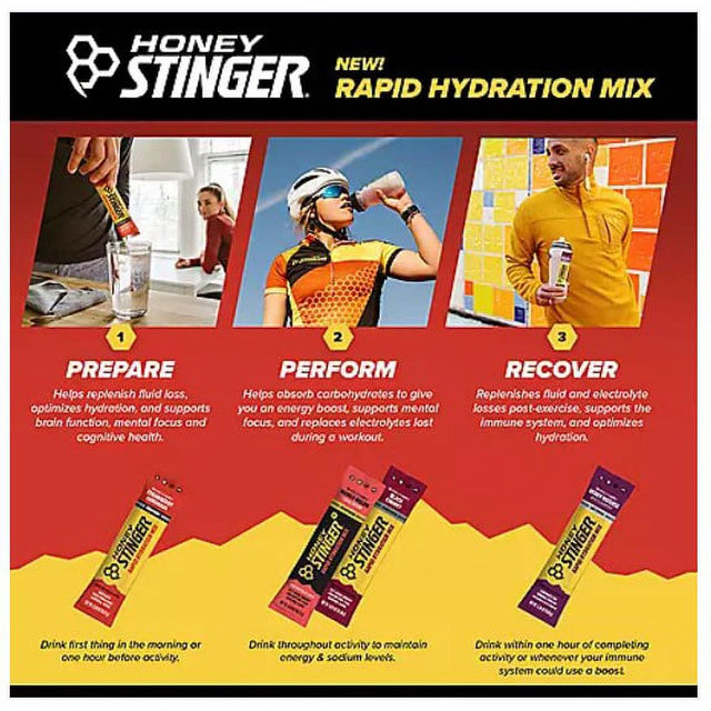 Honey Stinger Rapid Hydration Mix, Prepare, Strawberry Lemonade (20 Ct.)