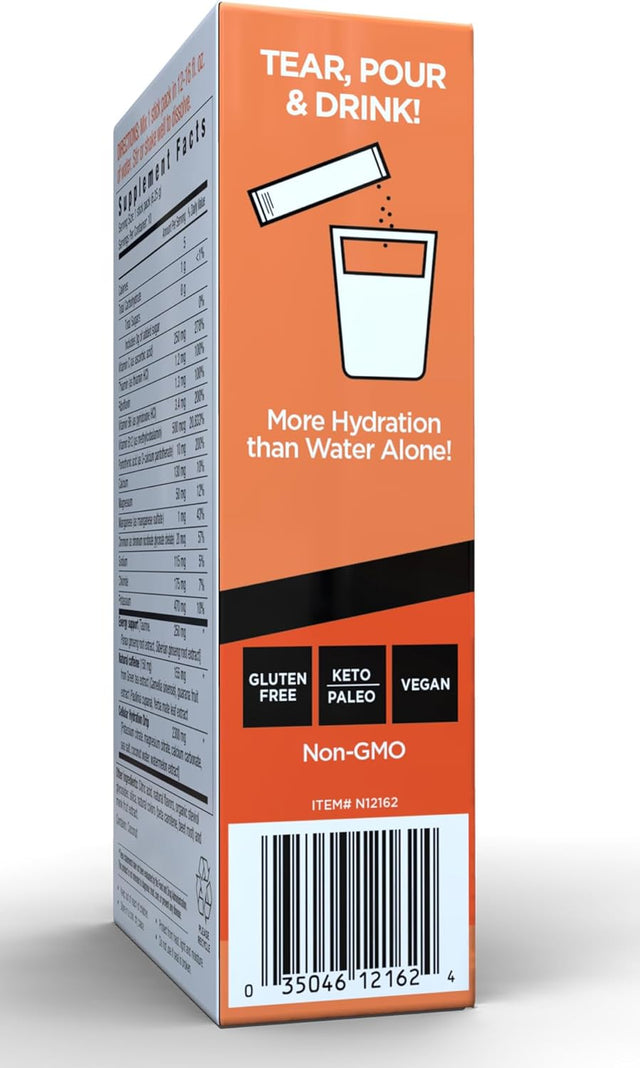 Hydration Powder, Electrolyte Supplement Drink Mix, Single Serving, Orange, Zero Sugar, 10.0 Count