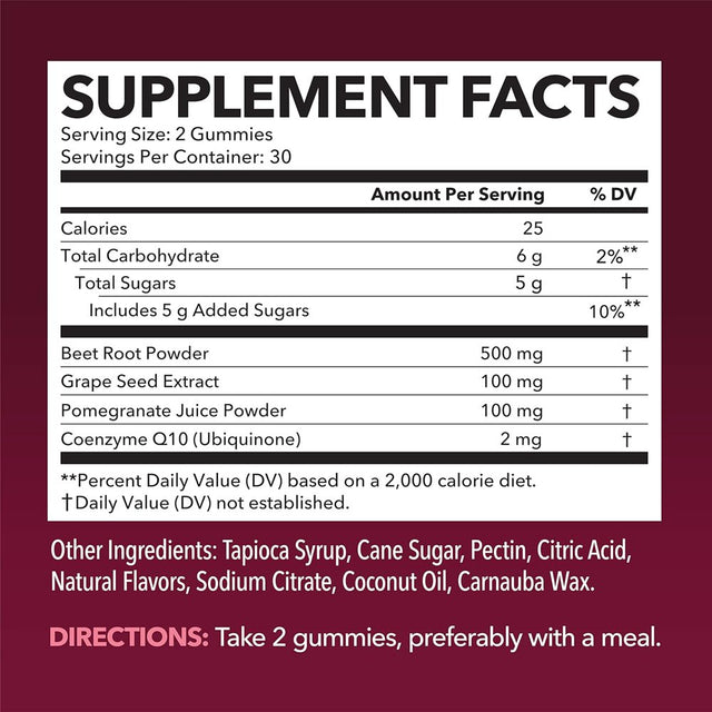 Havasu Nutrition Beet Root + COQ10 Gummies Nitric Oxide Supplement, Mixed Berry, 120 Ct