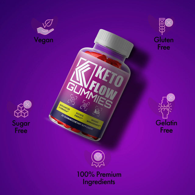 Keto Flow Gummies, Apple Cider Vinegar, Vitamin B12, Powerful Formula Weight Loss Supplement, 90 Gummies Total (3 Pack)