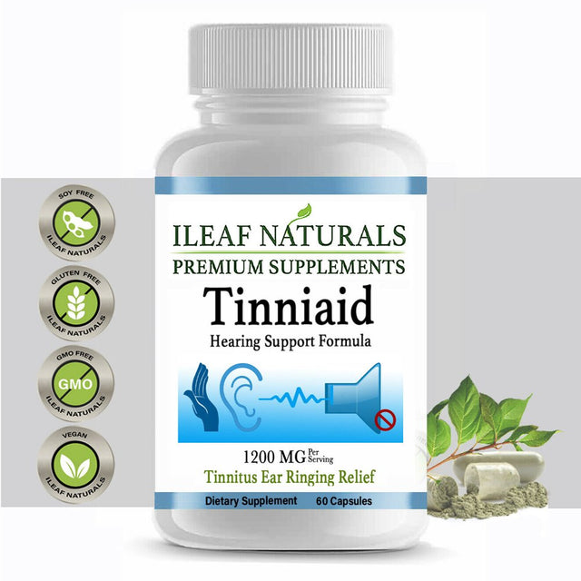 Ileafnaturals Tinniaid - Tinnitus Ear Ringing Relief 1200MG - 60 Veggie Capsules