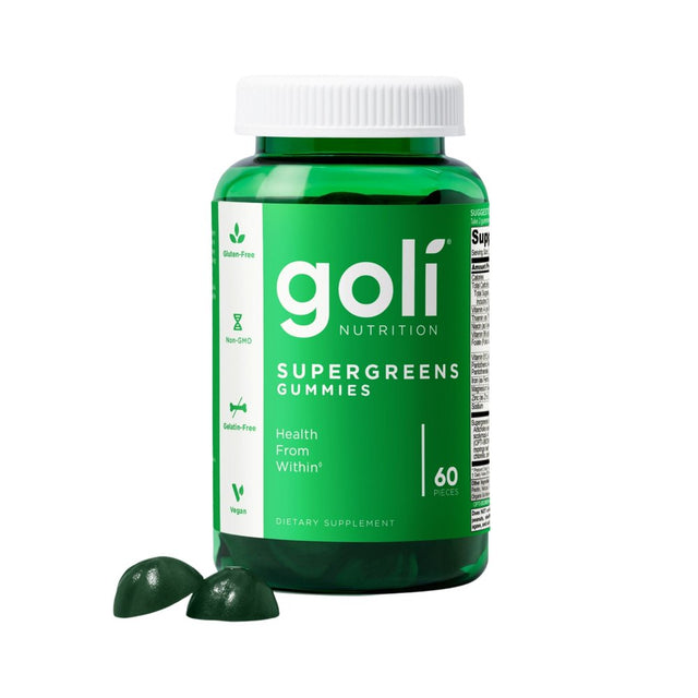 Goli Nutrition Supergreens Gummies, Fruit Blend Flavor Dietary Supplement, 60 Count