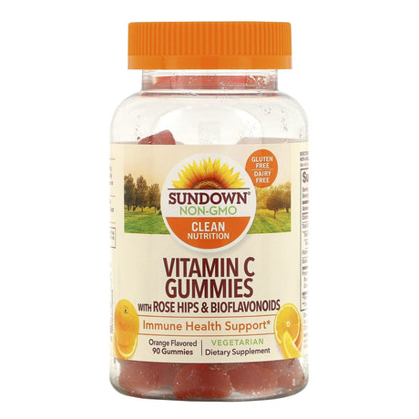 Sundown Naturals, Vitamin C Gummies with Rose Hips Bioflavonoids, Orange Flavored, 90 Gummies
