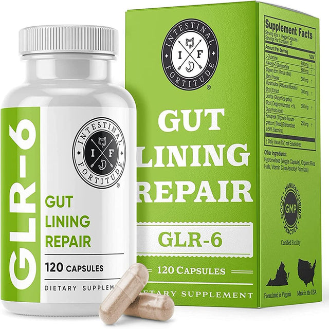 Intestinal Fortitude GLR-6 Leaky Gut Supplements IBS Relief Gut Health Supplements 120 Capsules