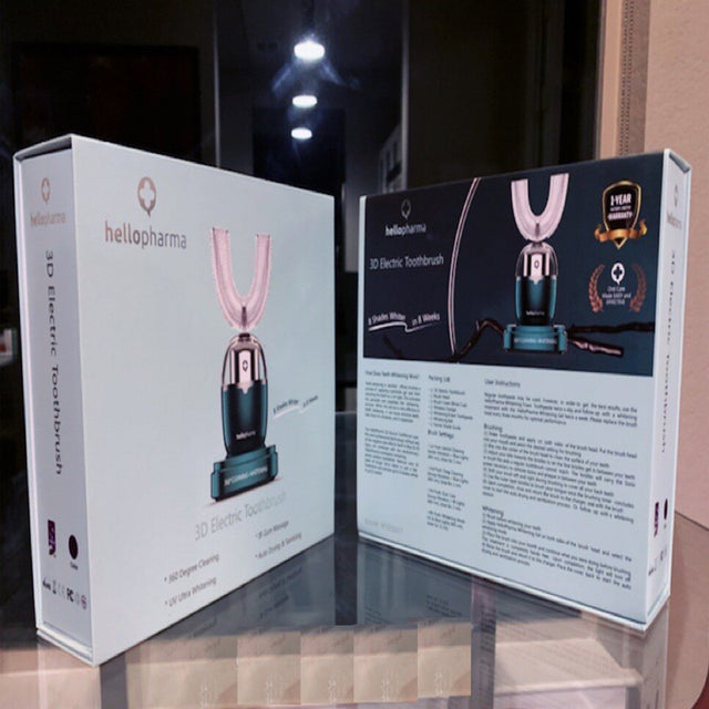 Hellopharma 3D Ultra Uv-Whitening Electric Toothbrush, U-Shaped Toothbrush - Pearl Pink, M Size