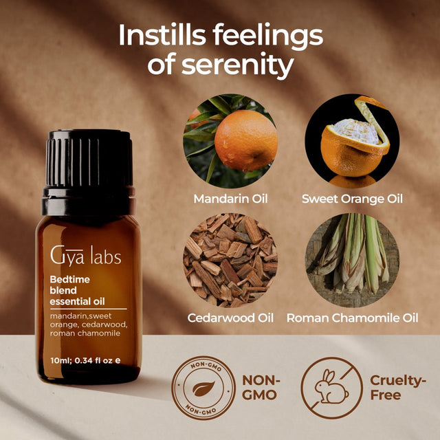 Gya Labs Bedtime Essential Oil Blend for Diffuser- Natural Aromatherapy Bedtime Oil for Sleep, Calming & Relaxing (0.34 Fl Oz)