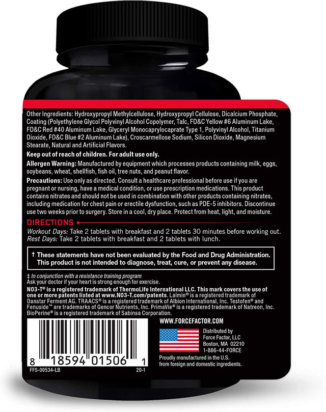 Force Factor Test X180 Alpha V2 Testosterone Booster for Men, Supplement with Testofen and Nitrates to Build Muscle and Strength, Boost Nitric Oxide, and Enhance Performance, 120 Tablets