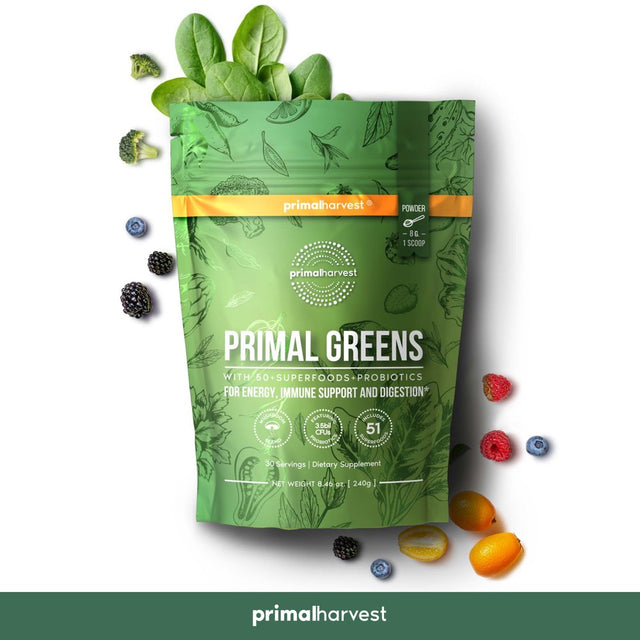 Greens Powder Supplement by Primal Harvest, 30 Servings and 51 Super Food