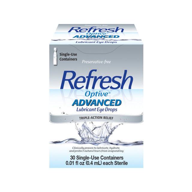 Refresh Optive Advanced Lubricant Eye Drops Preservative-Free Tears, 0.4 Ml, 30 Count