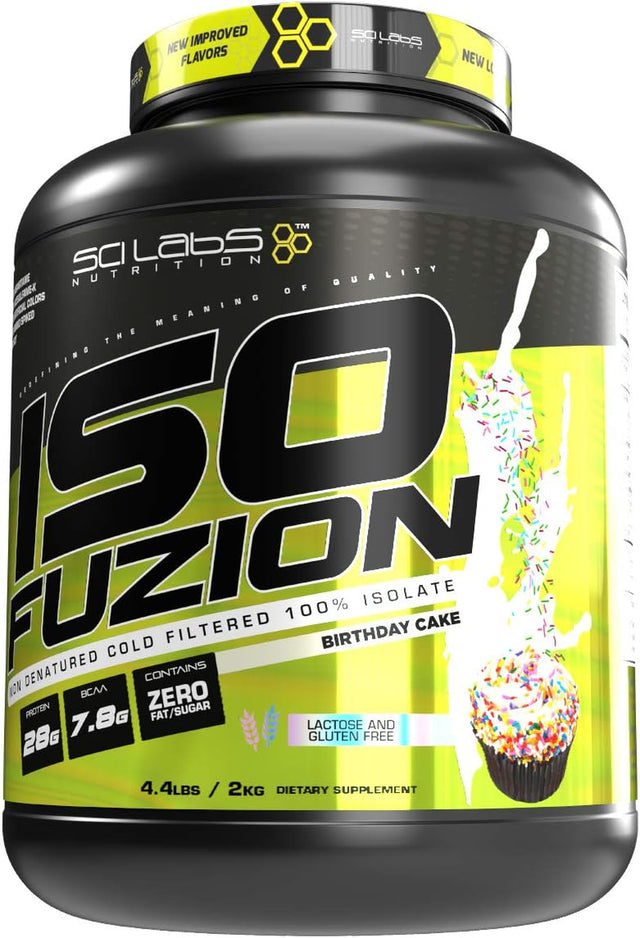 Iso Fuzion 100% Whey Isolate by Scilabs Nutrition | 28G Non Denatured Protein Powder, Birthday Cake Flavor, 4.4Lb