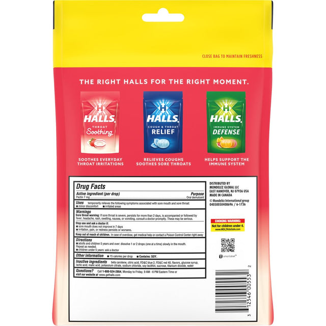 HALLS Throat Soothing Creamy Strawberry Throat Drops, Economy Pack, 70 Drops