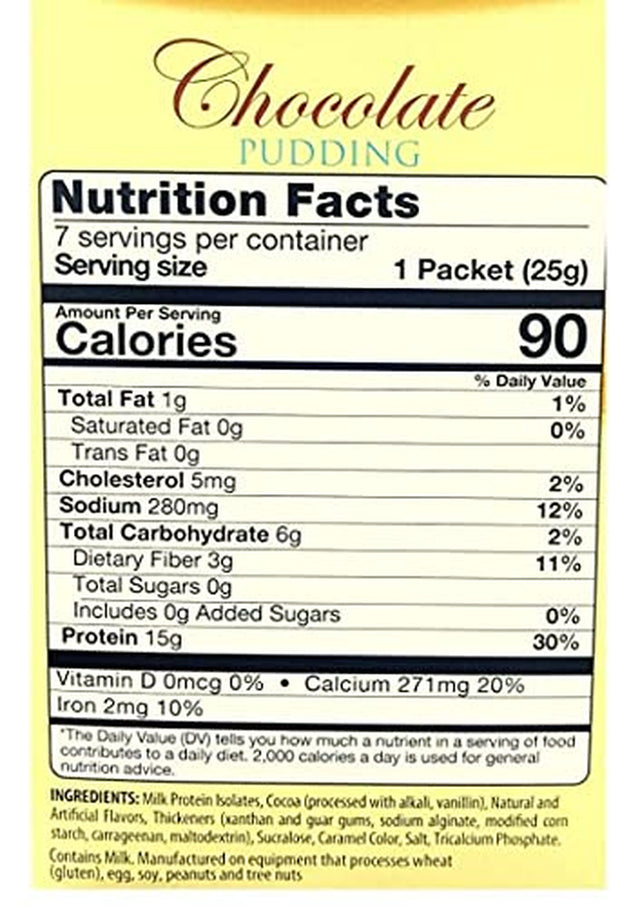 Healthywise - High Protein Double Chocolate Pudding Mix, 15G Protein, Low Calories, Low Fat, 7 Servings per Box