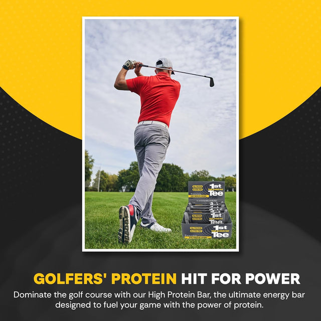 1St Tee High Protein Bar 12 Pack Golf Protein Energy Bars | High Protein and Delicious Dark Chocolate Caramel Flavor | Gluten Free Snack Bar| Including 16 Grams of Protein and 3 Grams of Sugar