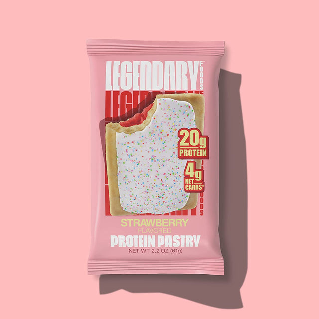 Legendary Foods 20 Gr Protein Pastry | Low Carb Tasty Protein Bar Alternative | Keto Friendly | No Sugar Added | High Protein Snacks | Gluten Free Breakfast | Keto Food - Strawberry (8-Pack)