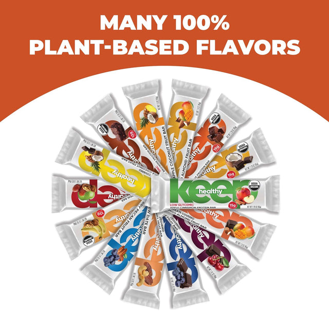 Keep Healthy Low Glycemic Bar - Chocolate Fudge - 12G Plant Based Protein, Low Sugar, Organic, Vegan, Gluten Free, Soy Free, Dairy Free Protein Bar (12 Bars)