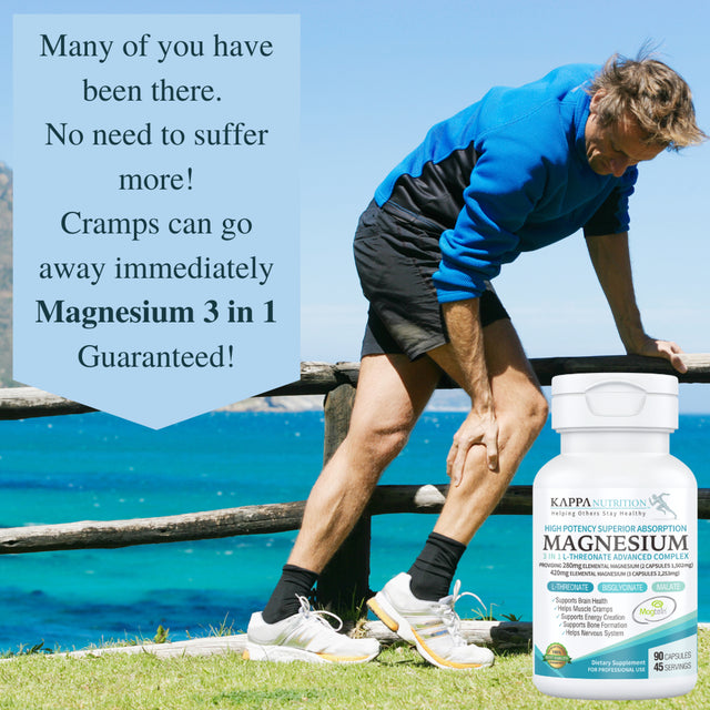 Magnesium, L-Threonate (90 Capsules), 2,253Mg per Serving, Providing 420Mg Elemental, Bisglycinate Chelate, Malate, for Brain, Sleep, Stress, Cramps, Headaches, Energy, Heart, from Kappa Nutrition.