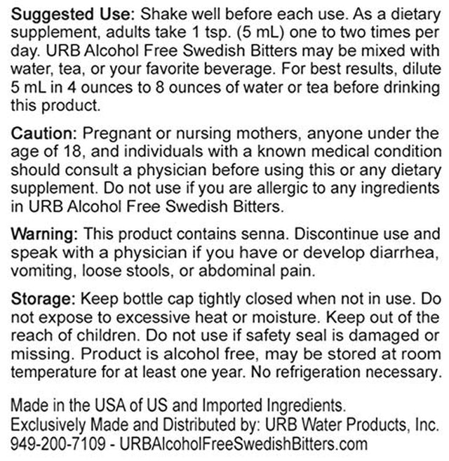 (FOUR PACK) Total Amount One Liter- Maria Treben’S Formula Swedish Bitters Alcohol Free, No Refrigeration, Made in USA, URB Water, Liver Cleanse & Detox, Aids Constipation