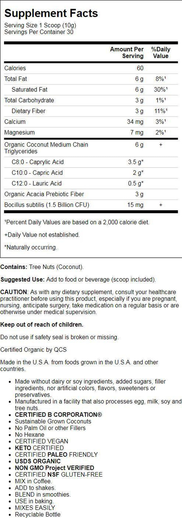 Garden of Life Dr. Formulated Keto Organic MCT Powder 30Ct Jar