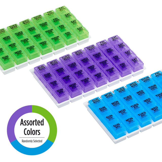 Ezy Dose Weekly (7-Day) Pill Organizer, Large Pop-Out Compartments, 4 Times a Day (Large)