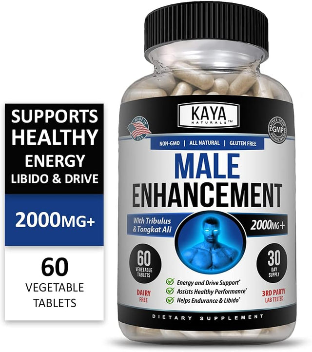Kaya Naturals Male Enhancement Pill, Boost Testosterone, Endurance Increased Libido Drive & Stamina Vitamin Supplement - 60 Count