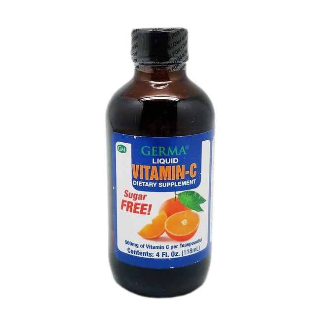 Germa Sugar-Free Liquid Vitamin C. 500 Mg. Fast Absorption Dietary Supplement. Immune System Booster. 4 Oz. Pack of 3