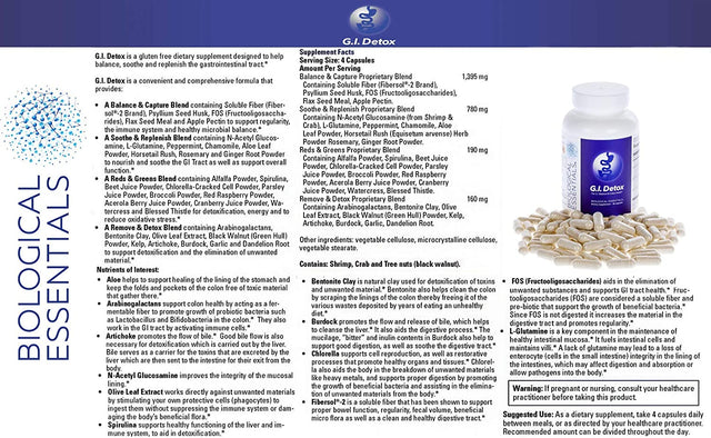 G.I. Detox - Cleanse Soothe and Replenish Blend (90 Capsules) (Gastrointestinal Detox) Gut Health Supplements