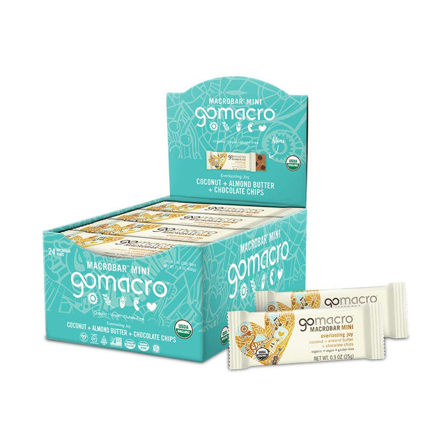 Gomacro Macrobar Organic Vegan Protein Bars + Macrobar Mini Organic Vegan Snack Bars