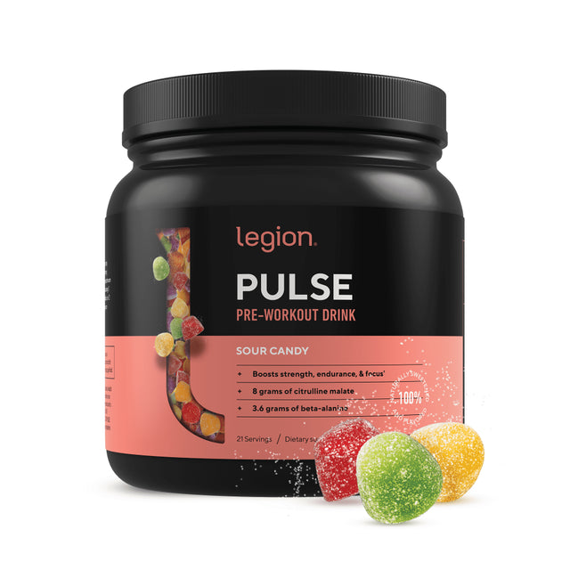 Legion Pulse Pre Workout with Caffeine for Energy, Sour Candy, 20 Servings